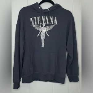 H&M Nirvana Black Oversized Long Sleeve Hoodie Women’s XS